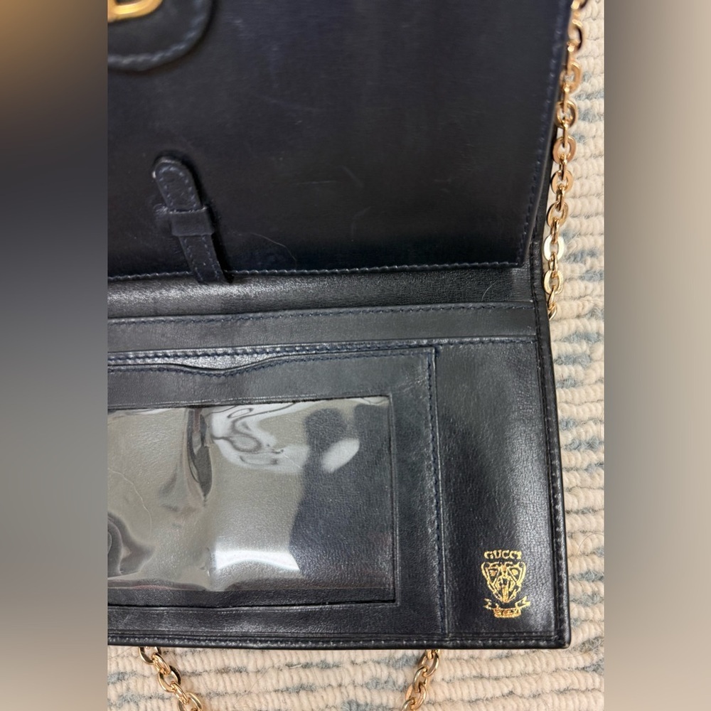 GUCCI Vintage 80’s Rare Navy GG Supreme Monogram Canvas Clutch W/ Crossbody - Picture 9 of 16